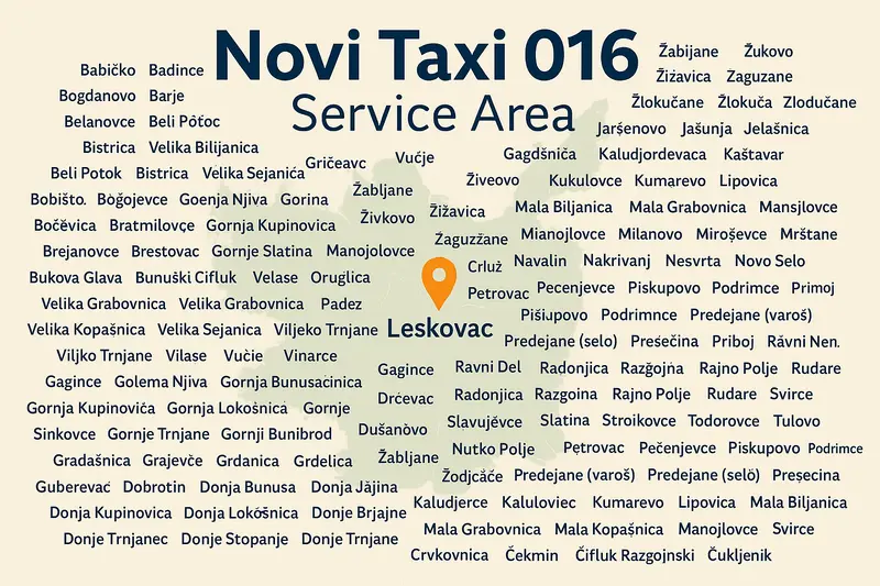 Reliable passenger transport in local settlements and villages - Novi Taxi 016 Leskovac
