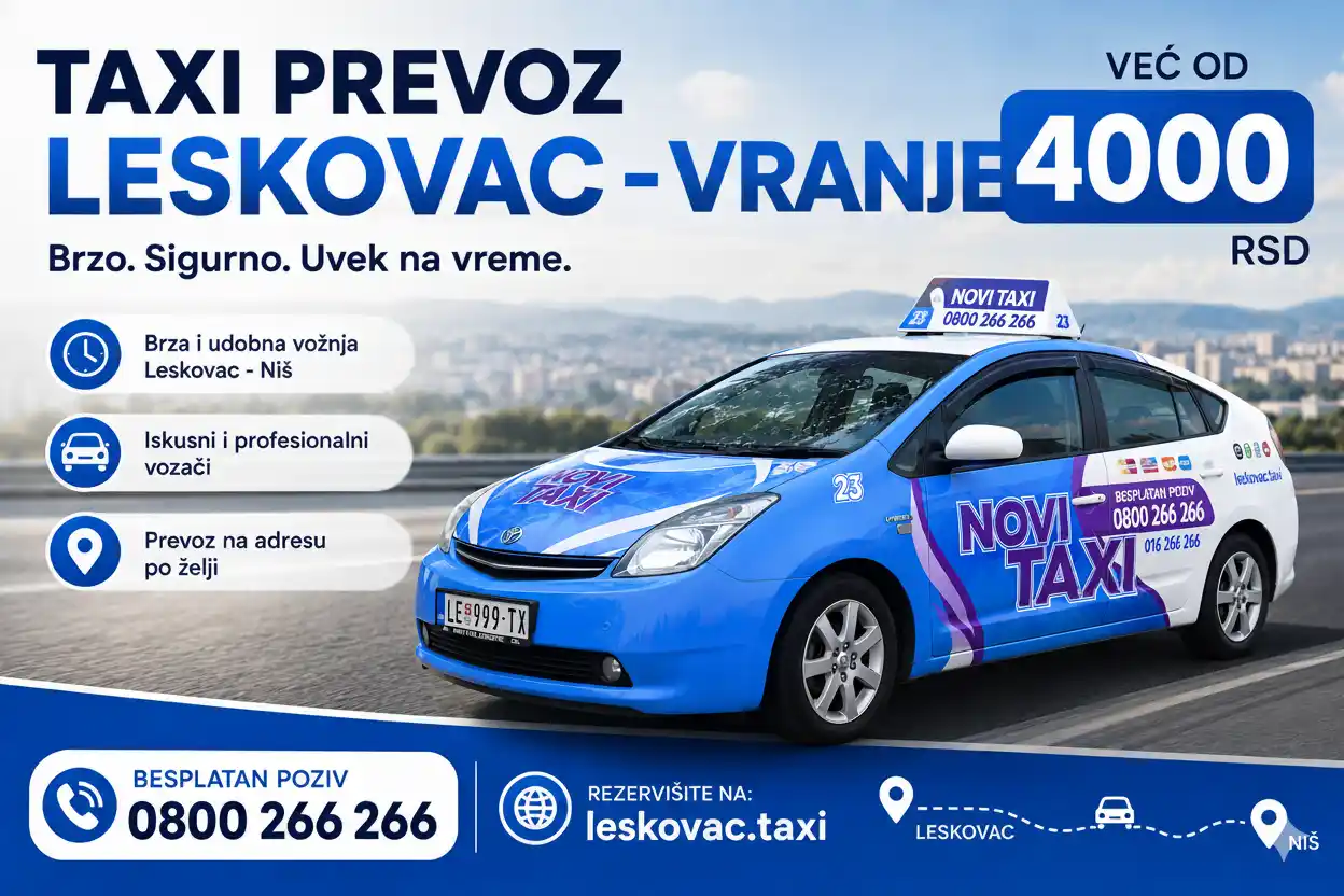 Taksi Novi Taxi 016 na relaciji Leskovac–Vranje autoputem E75